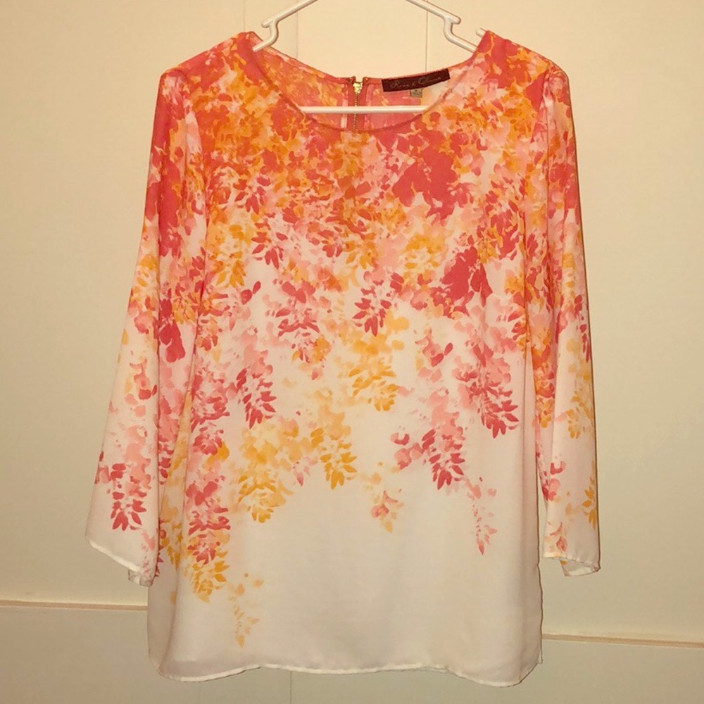 EUC Rose & Olive Pullover Blouse